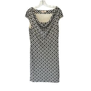 Tory Burch Blue White Sleeveless Cowl Neck‎ Massey Shift Dress Size Medium